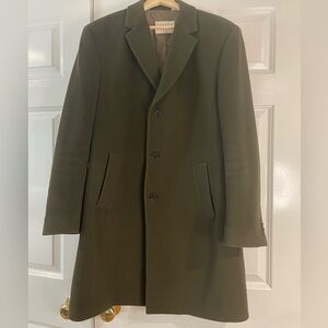 Joseph Abboud Overcoat Mens 40R Olive Wool/Cashmere Overcoat Lined Long 3 Button